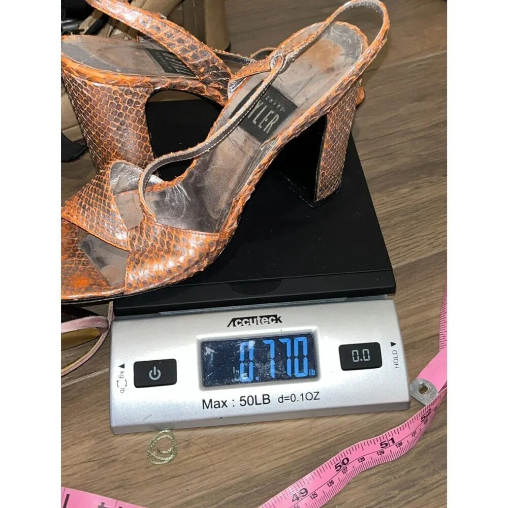 Vintage Richard Tyler  Snakeskin Leather Strappy Heels Womens size 6.5 Y2K